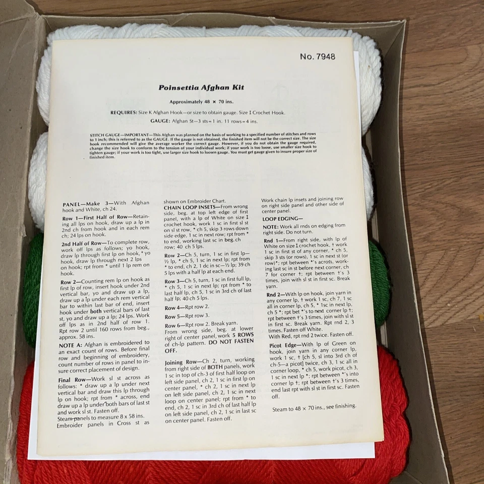 Manta Afgana Vintage Bucilla Navidad Acebo 44"x66" Kit Tejido 7953 Caja Abierta Foto 4 de 4