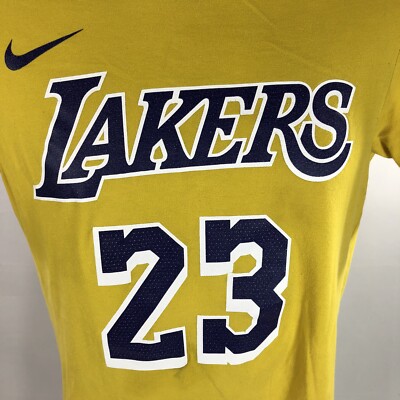 Lakers Lebron James #23 Nike Size Small Yellow Purple T Shirt NBA