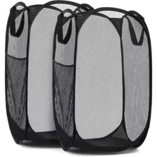 2PCS Collapsible Pop up Laundry Bag Foldable Hamper Large Mesh Clothes Basket US
