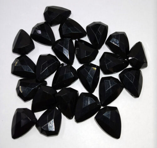 Vintage Lot Early Plastic Acrylic Black Opaque Beads 23 pc Top Hole Drop 1-1/2cm