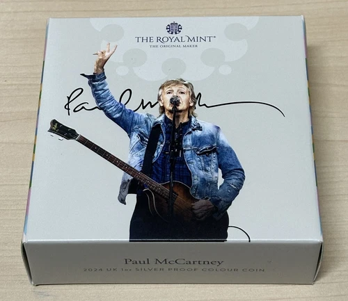 Paul McCartney 2024 UK 1 oz Silver Proof Colorized Coin Limited Edition 5000 NEW