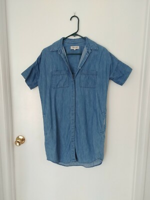 madewell courier denim dress Madewell Womens Denim Courier Shirtdress Button Chambray Dress Size XS