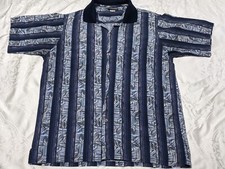 Vintage Triumph Of California Mens Blue Geometric Button Down Shirt L USA Made