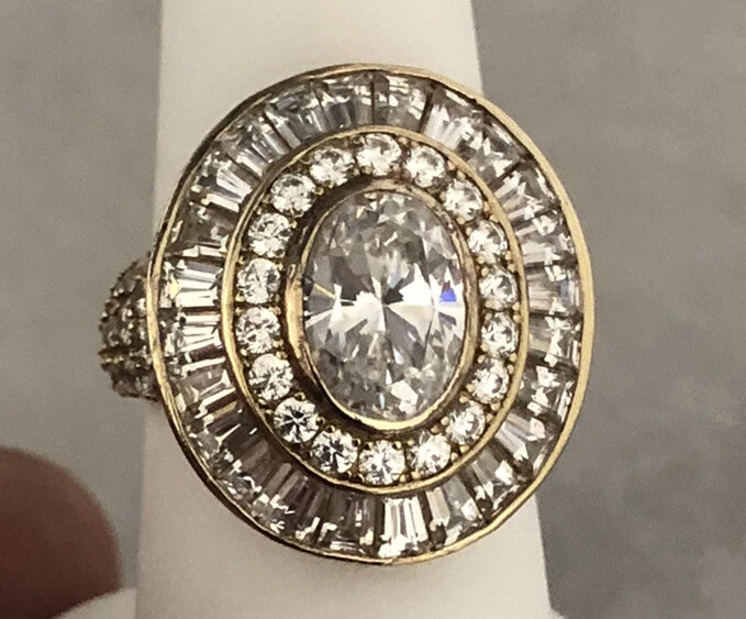 Gorgeous HSN Jean Dousset Vermeil Sterling Silver White CZ Cluster