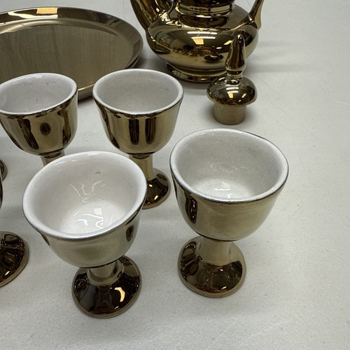 Juego de té de café blanco dorado de cerámica tetera + 8 tazas + bandeja para servir - Imagen 8 de 19