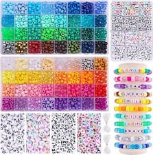 64 Colors Rainbow Pony And Letter Beads Set For Jewelry Making 2350 Pieces