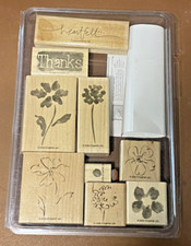 Stampin Up Heartfelt Thanks Stamp Set Flower Two Step Stampin 2008 Set of 9