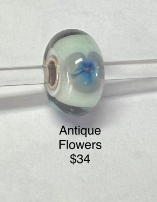 trollbead glass bead antique flowers