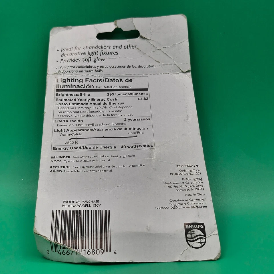 Philips DuraMax 40W Frost Candelabra Base Bent Tip Candle Light 2 Pack Lightbulb - Image 2 of 3