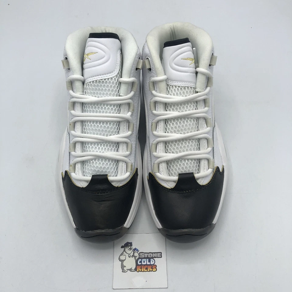 Reebok Question Mid Size 8 Respect My Shine Black Toe Gold EF7599 Iverson - Image 2 of 4