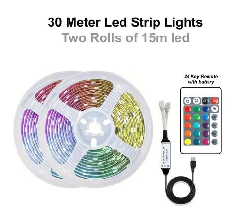 1 - 30m USB LED Strip Lights RGB Colour Changing Tape Cabinet TV, Self Adhesive - Picture 20 of 20