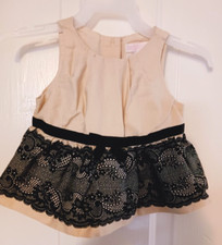 Janie and Jack 3-6 Months Winter Dressy Collection Ivory  Black Lace Dress