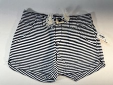 Old Navy Kid Girls Size Small 6-7 Linen-Blend Pull-On Shorts Grey White