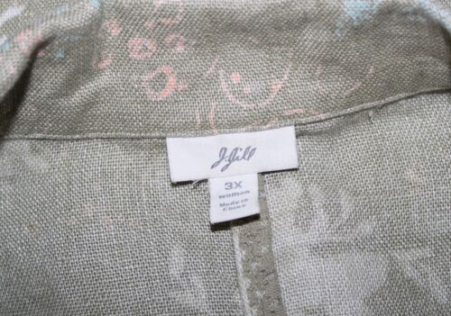 j.jill Sz 3X Green Natural Garden Floral 3/4 Linen Blazer Jacket Topper Lovely - Picture 10 of 10