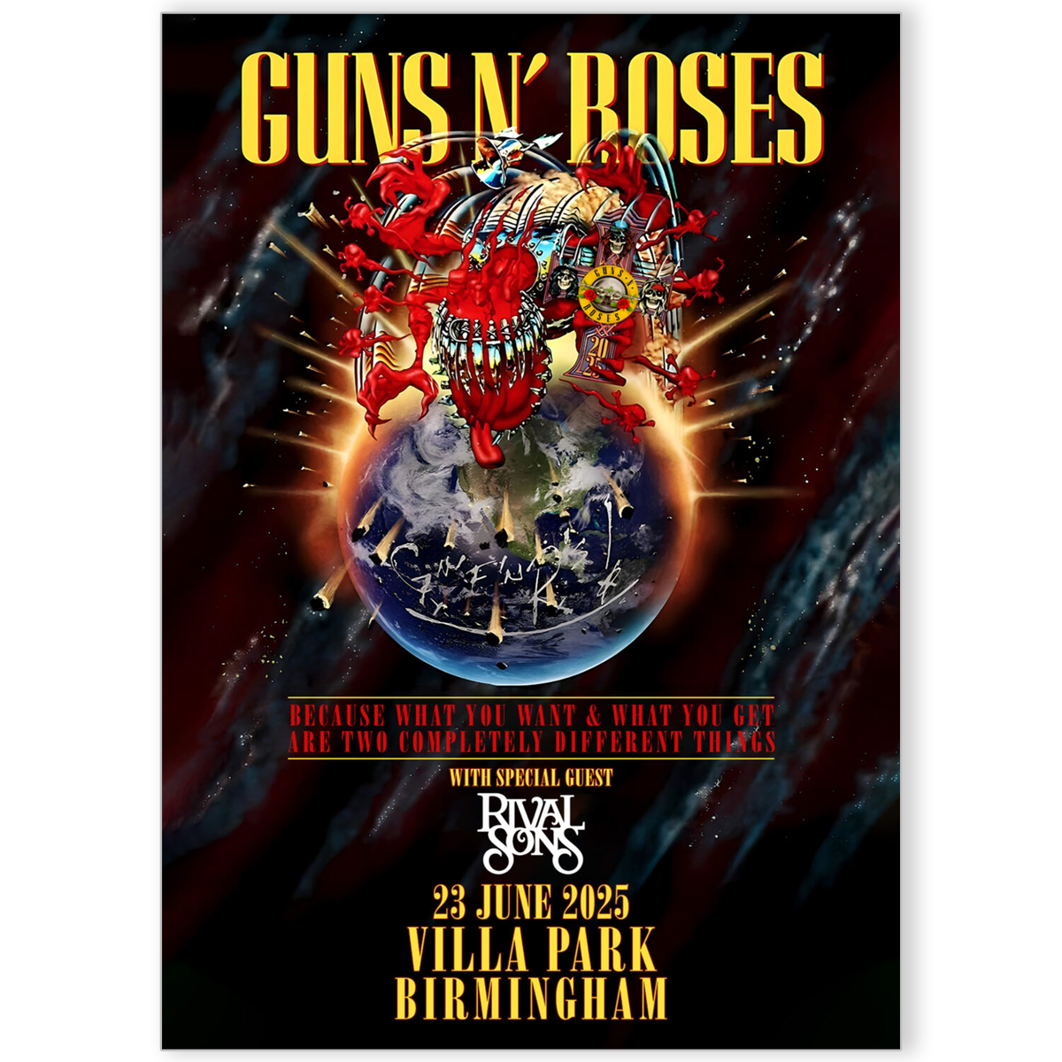 Guns N' Roses UK Poster 23 June 2025 Because What You Want Tour