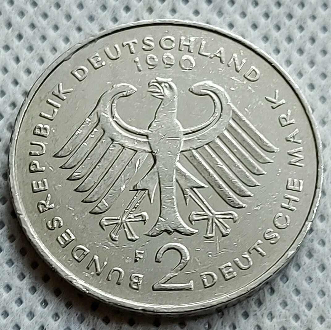 【廃盤】Zwischen Marianne und Germania + Si… 2 Mark 1990. F, Kurt Schumacher, FEDERAL REPUBLIC OF GERMANY