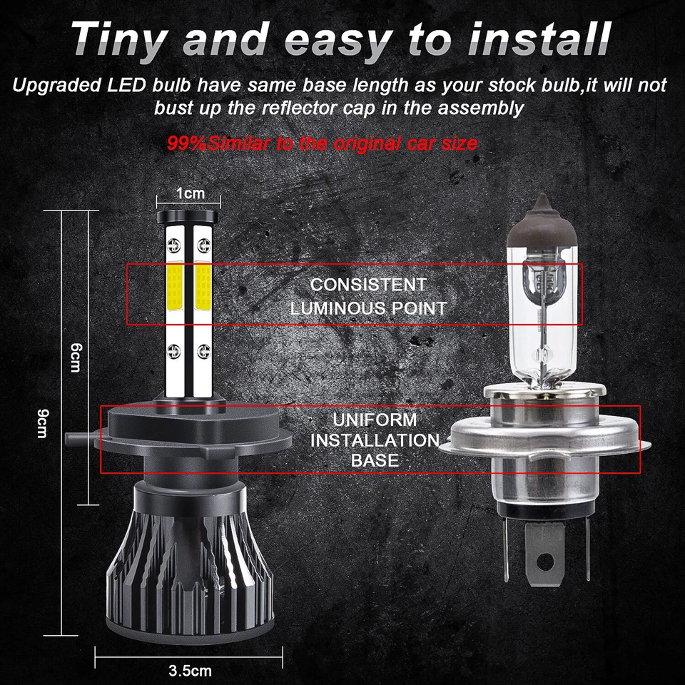 For Isuzu Oasis 1996-1999 6000K 2X H4 9003 LED Headlight High/Low Beam Bulbs Kit - Image 3 of 4