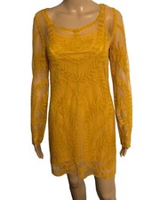 Divided by H&M Womens Embroidered Mesh Sheath Dress Sz 8 Lined Boho Festival