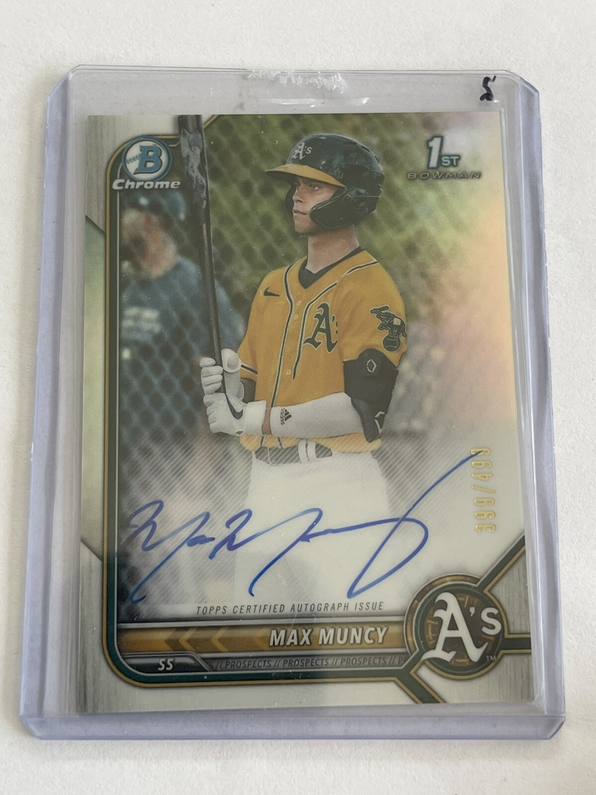 MAX MUNCY 2022 BOWMAN CHROME 1ST REFRACTOR AUTOGRAPH AUTO /499 SILVER PROSPECT A