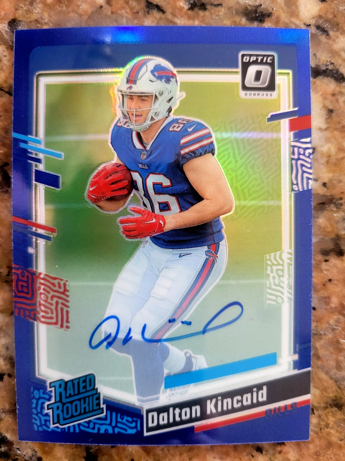 2023 Donruss Optic Dalton Kincaid Rated Rookie Blue Prizm On Card Auto /99 BILLS