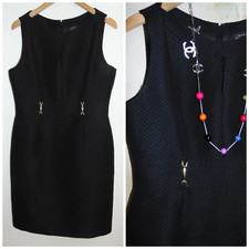 Tahari Arthur Levine Black Light Gold Buckle Accents Women Work Casual Dress 10