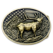 Moose Deer Belt Buckle Western Cowboy Native American Motorcyclist DER-09-G 
