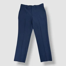 Perry Ellis Men's Blue Modern-Fit Stretch Solid Dress Pants Size 33W 30L