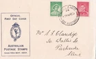 AFD4096) Australia 1937 1d green QM & 2d red KGVI on official FDC. Addressed.