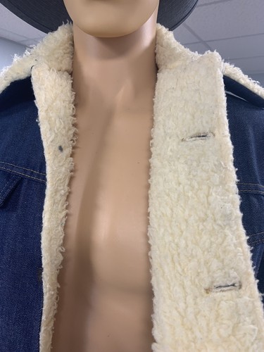 Vintage Sears Roebucks Western Wear Denim Sherpa Lined Trucker Jacket Size 40-R - Picture 3 of 6