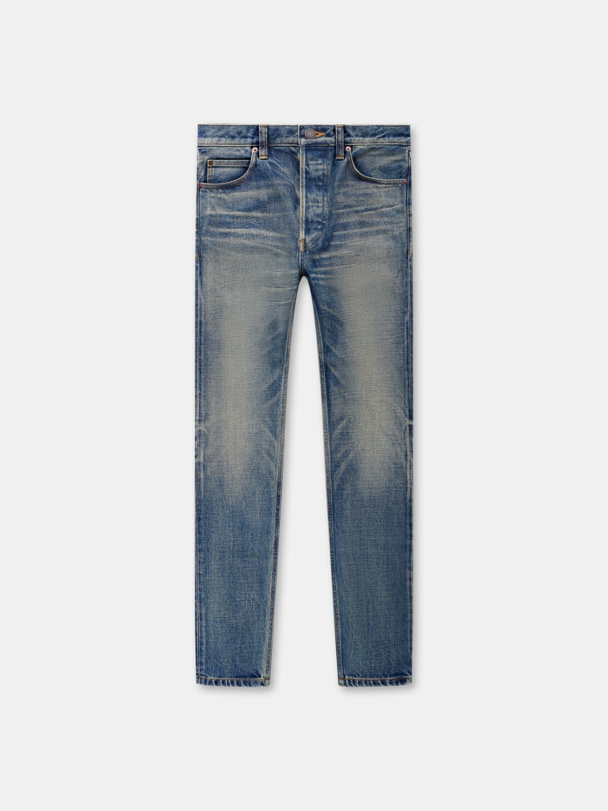 Jeans in denim indaco SEEKINGS firmati aderenti lavati 30 celine saint laurent