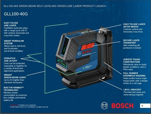 Láser transversal autonivelante verde Bosch GLL100-40G-RT por distribuidor autorizado - Imagen 3 de 3