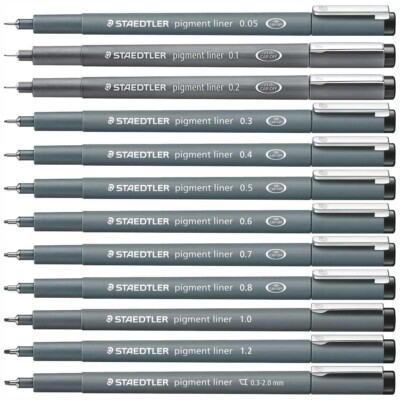 STAEDTLER Pigment Liner 308 0,1 - 2,0 mm schwarz [12 Stärken wählbar]