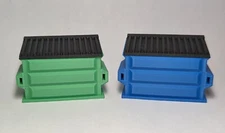 (2) - Garbage Trash & Recycling Dumpster Set w/Lid O Scale Toy Diorama 1:48 1/48
