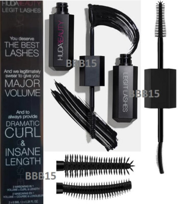HUDA BEAUTY LEGIT LASHES 2IN1 Volume+CURL+Length Mascara in VERY VANTA,NEW W/BOX