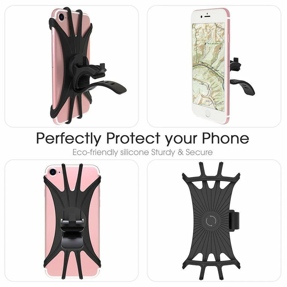 Cell Phone Silicone Mount Holder GPS Motorcycle MTB Bike Bicycle 360 Rotation   - Image 4 of 4