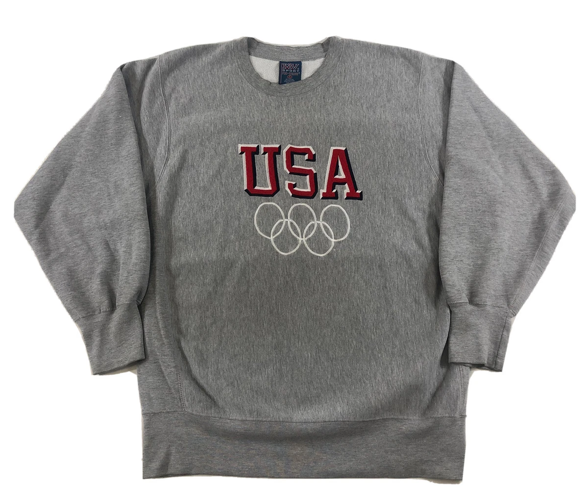 VTG MV SPORT PRO-WEAVE USA OLYMPIC GREY Pullover Crewneck Sweatshirt Mens  SZ XL | eBay