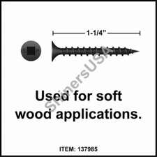 (8000) 6x1-1/4 Square Drive Bugle Head Coarse Thread Black Drywall Screw #137985