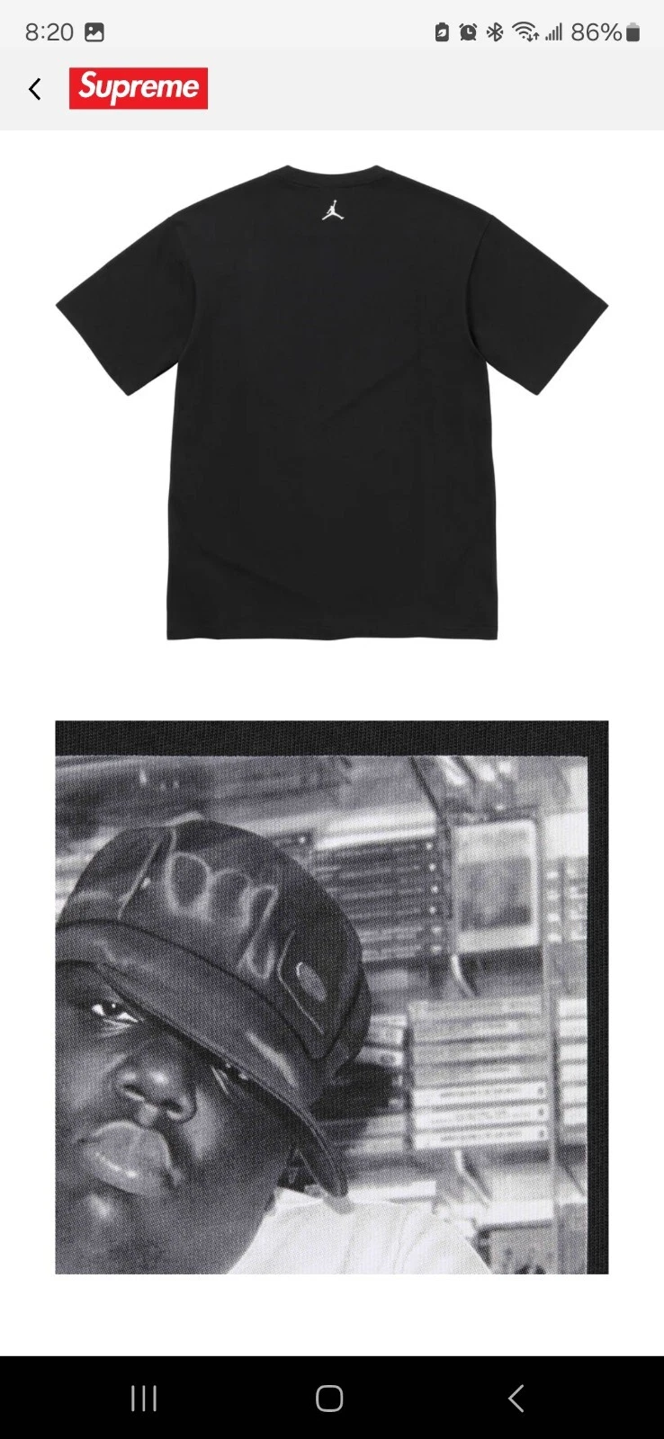 T shirt Supreme Jordan Biggie noir 2XL