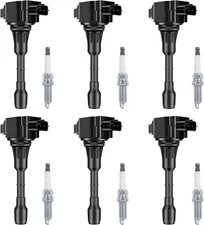 Set of 6 Ignition Coil Packs and Iridium Spark Plug Compatible with Nissan Infin