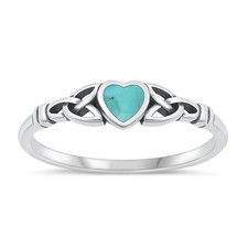 Sterling Silver Heart Celtic Knot Turquoise Promise Solid 925 Ring Sizes 4-10