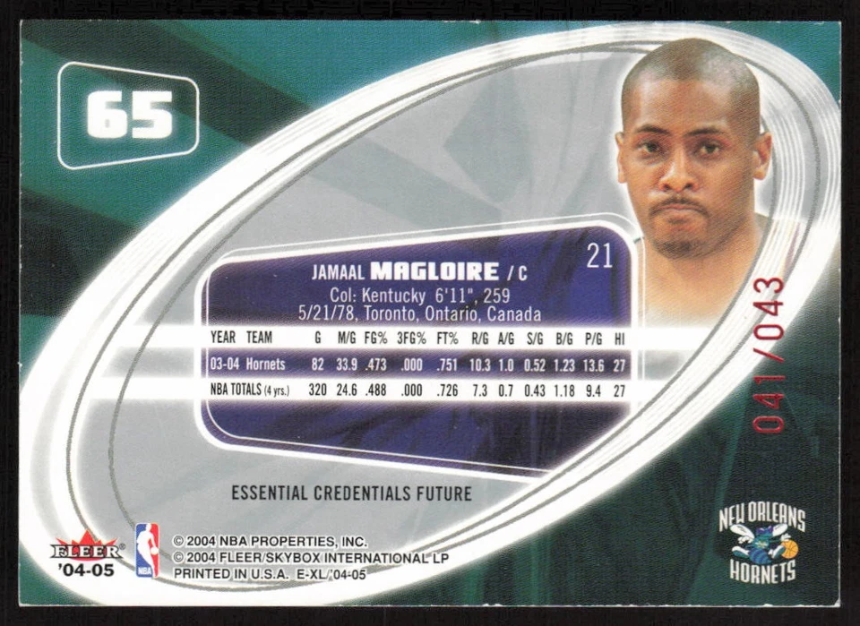 2004-05 SkyBox E-XL Essential Credentials Future /43 Jamaal Magloire #65 Hornets - Image 2 of 2