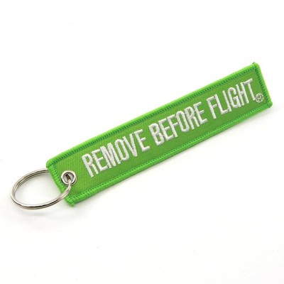 Remove Before Flight Lime Green White Rotary Aviation Key Chain Travel