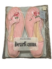 Vtg 1960s Pair of Dearfoams Slippers L 8-9 Washable Slip On Pink NOS Floral