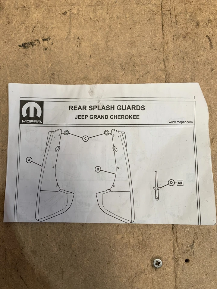 11-18 Grand Cherokee REAR MOLDED SPLASH GUARDS SET OF 2 OEM NEW MOPAR 82212020AE - Image 2 of 4