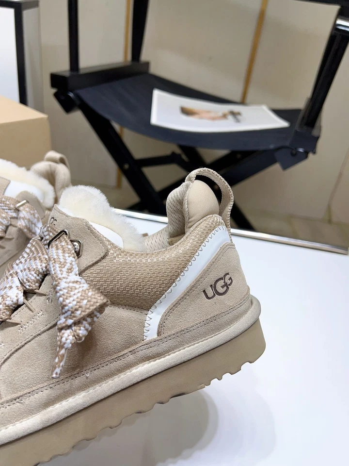 2025 UGG Lowmel Brown Suede Sheepskin Trainers Woman Christmas Gifts - Image 4 of 4