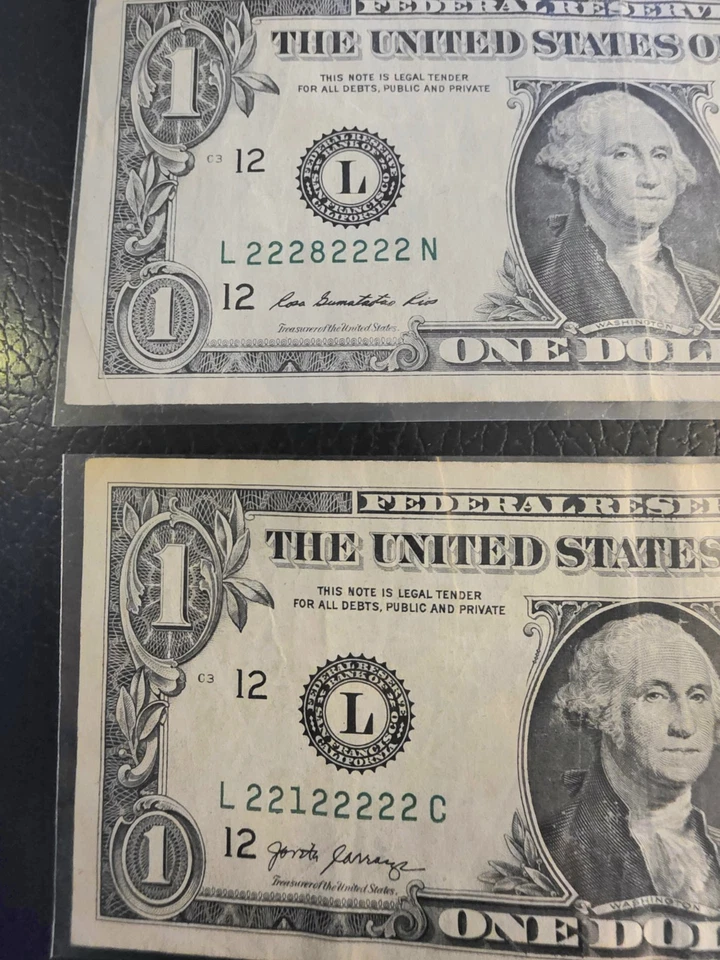 7 Of A KIND Serial Number *Dueces 2013 & 2017 1 Dollar Bill Pair!!! Lucky 2's!!! - Image 2 of 3