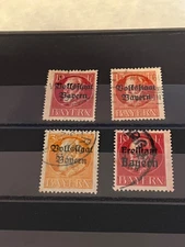German States, Bayern. Sc# 139,140,143,196. Cancelled. with pverprint.
