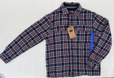 Boston Traders Men s Flannel Fleece Lined Plaid Shacket Navy Size Large NWT