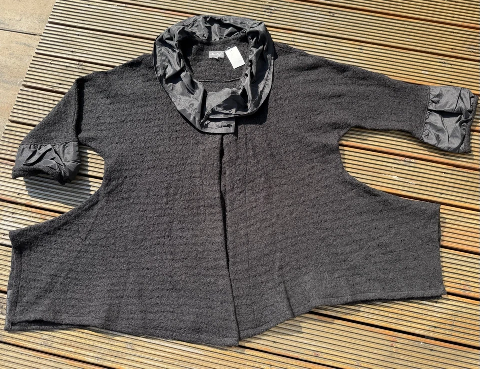 elegant Jacke Übergangsjacke schwarz chocolate Gr 3 (48-50) Lagenlook NEU NP 119 - Bild 2 von 4