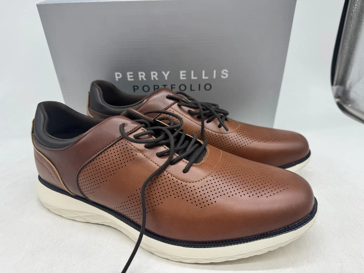 Perry Ellis Men’s Classic Oxford Wingtips Dress Casual Brown Shoes! Size 10! Perry Ellis Men main image 3